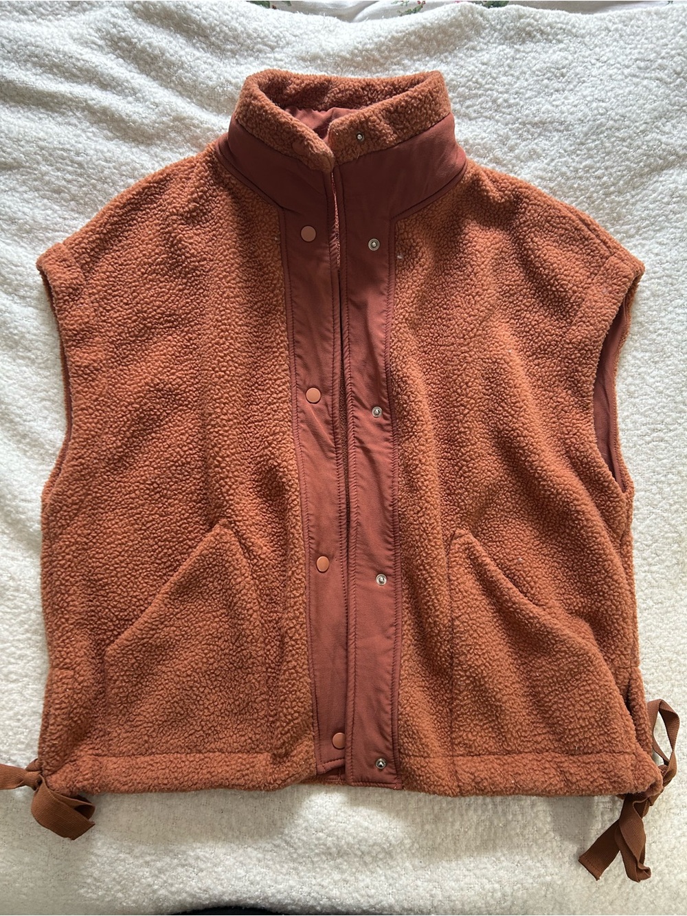 Women's Rust Sherpa Vest with Snap Front